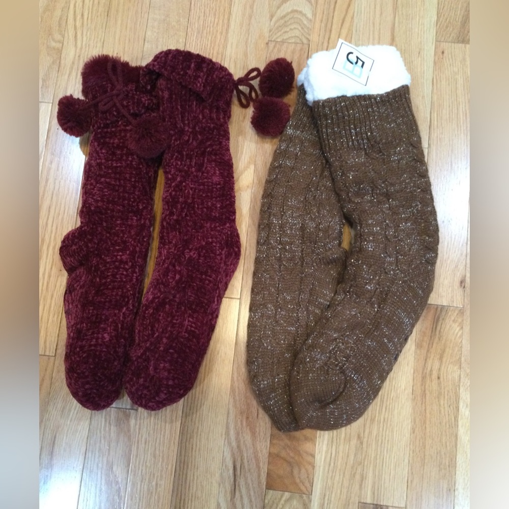 One Size, Cozy slipper socks 2/$13.  Both brand new, never used.